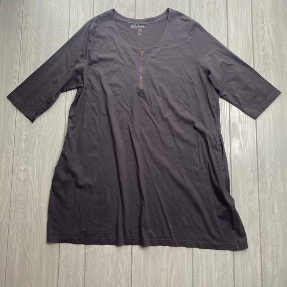 Ulla Popken Women's Dark Gray Melange Stretch Knit Shift Dress Size 20/22 - Picture 2 of 11